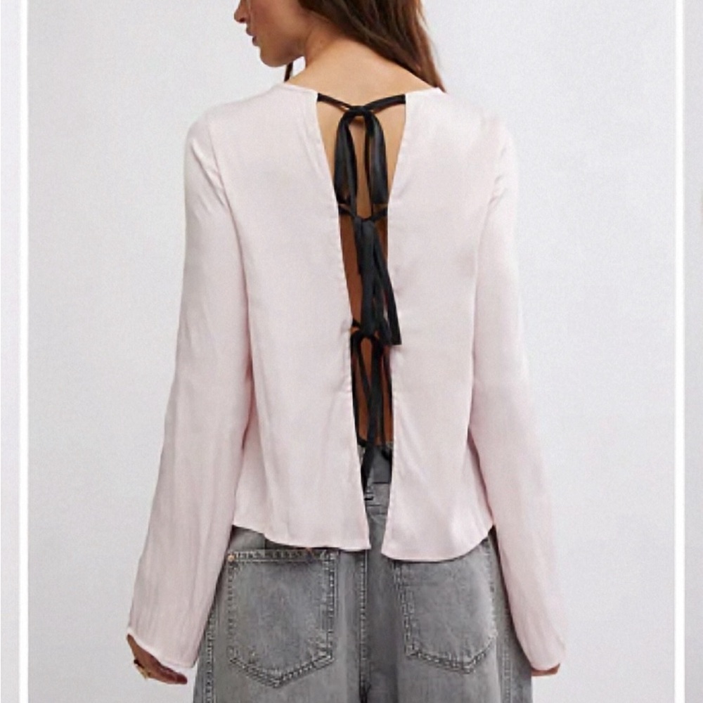 FREE PEOPLE Arabella Long Sleeve Pink Satin Billowy Blouse--NWT--S